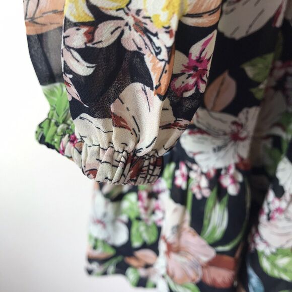 NWOT Code X Mode Woman's Multicolored Floral Sheer Dress With Pockets Size XS - Picture 5 of 11
